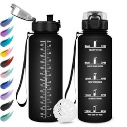 Bouteille d’eau 1.5L, Gourde Sport, Gourde avec Filtre, Gourde Marqueur de Temps, Gourde Motivation, Étanche et Réutilisable, Bouteille pour Adulte, Voyage, Bureau, Course à Pied, Camping, Gym