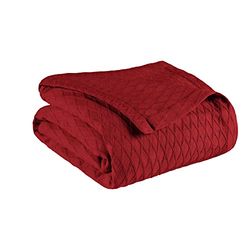 Överlägsen diamantvävfilt, 100% bomullsöverdrag för hem, soffa, säng, mjuka, varma filtar, boho estetisk, bekväma, mysiga och söta överdrag, dekorativa sängkläder, full/drottning, vinröd