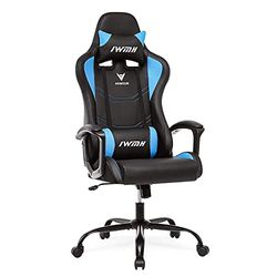 IntimaTe WM Heart Chaise Gaming, Fauteuil Gaming Ergonomique Haut Dossier, Racing Chaise Pivotant Hauteur Réglable avec Accoudoirs, Appui-tête et Soutien Lombaire Ajustables (Bleu), 55*58*130