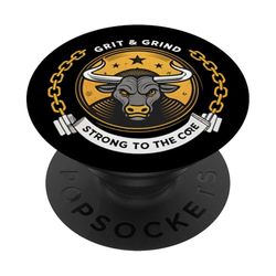 Diseño motivacional Grit and Grind Bull Power PopSockets PopGrip Adhesivo