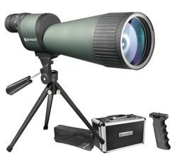 BARSKA Benchmark 18-90x88 Straight Spotting Scope with Handheld Tripod, Table Top Tripod, Soft Carrying Case And Hard Case