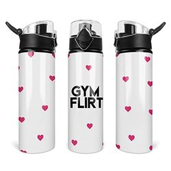 Botella de agua Flip Top Botella de bebida Citas Divertidas Botellas Deportivas - Gimnasio Flirt - Para Ella Eco Friendly Gym Juice Personal Trainer Para Él - WBFT4