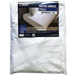 Colas Normand - Stella waterproof mattress protector 140 x 190 cm extendable 140 x 200 cm - 100% OCS certified organic cotton - stretchy - soft and durable - hat 27 cm