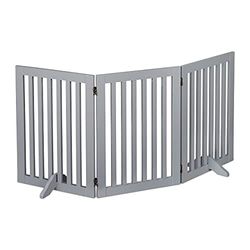 Relaxdays Barrera Seguridad Niños, Valla Protectora Plegable, 70 x 154 cm, Cerca Perros y Mascotas, con Patas, Gris, Tablero de Fibras