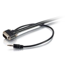 C2G 50228 Select VGA + cable de audio y video estéreo de 3,5 mm M/M, clasificación CMG en pared, negro (25 pies, 7,62 metros)