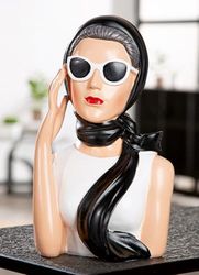 GILDE Figurine Lady Audrey en résine Noire et Blanche 28 cm de Haut, 18 cm de Large, 16 cm de Profondeur, Forme féminine