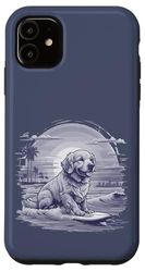 Carcasa para iPhone 11 Lindo perro Golden Retriever para enamorarse de la playa surfista