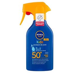 NIVEA SUN KIDS Maxi Spray Solar Kids Protect & Care SPF 50+ i 270 ml flaska, solskyddsmedel för barn, vattentålig, solskydd för känslig hud