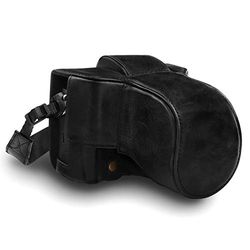MegaGear MG1550 Estojo Ever Ready, capa de uso em couro genuíno, com correia para Fujifilm X-T3 (XF23 mm - XF56 mm & 18-55 mm Lens) - preto