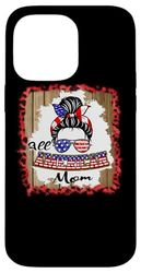 All American Mom Patriotic Messy Bun Usa Flag 4th of July Custodia per iPhone 14 Pro Max
