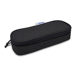Waytex 931160 Grote capaciteit, semi-stijve ovale etui met ritssluiting voor school, kantoor, opslag, cosmetica, 23 x 9 x 6 cm, zwart, één maat, semi-stijve ovale etui, Zwart, Eén maat, Semi-stijve