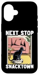 Next Stop Snacktown Robot Vacuum Cleaner Funny Cat Case for iPhone 16