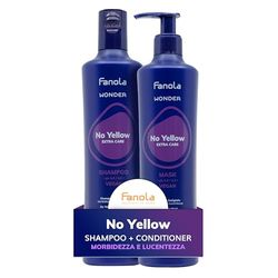 Fanola Wonder No Yellow, Shampo tonalizzante anti-giallo per Capelli Biondi, Decolorati e Bianchi, 350 ml + Fanola Wonder No Yellow Maschera Antigiallo per Capelli Biondi, Decolorati e Bianchi, 350 ml