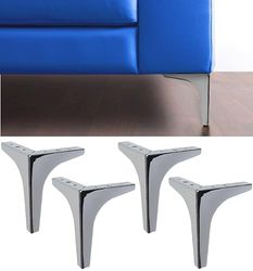 IPEA 4 x Chrome-Plated Iron Furniture Feet, Model META, Height 150 mm, Width 4 cm, Set of 4, Elegant Design for Sofas, Armchairs, and Cupboards