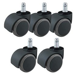 Waytex 78154 gummibelagda hjul för universell kontorsstol diameter 50 mm för hårt golv färg svart/grå - set med 5 st