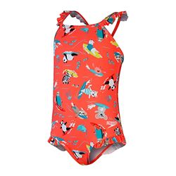 Speedo Digital Frill Thinstrap Maillot de bain Fille, Rose/Vert, 6 Ans