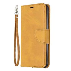 Carcasa de telefono Retro Lambskin Texture Pure Color Horizontal Flip PU Funda de Cuero for Galaxy A6 Plus 2018, con Soporte y Ranuras for Tarjetas y Billetera y cordón (Negro) (Color : Amarillo)