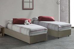 Talamo Italia Diletta Single Bed with Faux Leather Covering, 100% Made in Italy, Side Opening, Suitable for Mattress 80 x 190 cm, Taupe