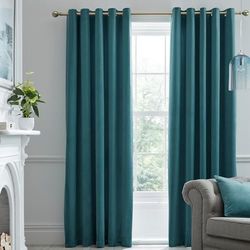 Laurence Llewelyn-Bowen - Teal Velvet Curtains W66 x L54" (168 x 137cm) - 2 Panels - Blackout Curtains for Bedroom - Teal Blue Eyelet Curtains - Thermal/Soundproof Curtains - Montrose Collection