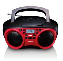 Lenco bärbar FM-radio med Bluetooth Röd/svart
