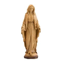 DRW Figura Vergine Miracolosa Imitazione Legno Resina Dipinta a Mano 20 cm