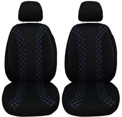 BREMER SITZBEZÜGE Fundas de Coche compatibles con Ford Fusion, Juego de 2005 – 2012 / Fundas de Asiento para Coche (2 Unidades), Color Negro y Azul