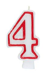 Unique Party 360-4 Birthday Candle Number 4-5.44" Border | 1 Pc, Red/White