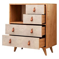 Mueble cajonera de roble blanco con 100% tablero aglomerado rechapado en melamina.