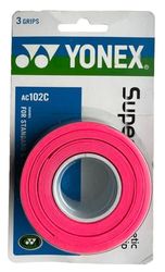 YONEX Super GRAP Lot de 3 surgrips pour Tennis, Badminton, Squash (Rose)