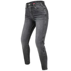 REBELHORN Classic III Lady motorjeans voor dames, voering van aramidevezel, knie- en heupbeschermers SAS-Tec | Skinny Fit, Grijs gewassen, 30W x 30L