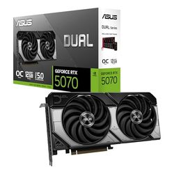 ASUS Dual NVIDIA GeForce RTX 5070 OC Edition, 12 GB GDDR7, 192 bit, PCIe 5.0, 2 Axial-Tech ventilatoren, 1 HDMI 2.1, 3 DisplayPort 2.1, GPU Tweak III, wit, DUAL-RTX5070-O12G