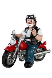 GILDE Clown Heavy Biker z żywicy syntetycznej, prezent dla męża, figurka dekoracyjna i przedmiot kolekcjonerski, wielokolorowa, motyw motocyklowy, 12 cm wysokości, 14 cm szerokości, 7 cm głębokości