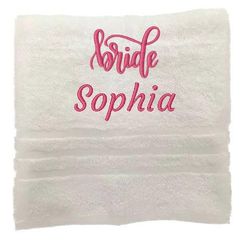 Asciugamano personalizzato con nome splendidamente ricamato Asciugamano da bagno Asciugamano in cotone 100% Asciugamano da bagno con nome (100 x 50 cm, Sposa)