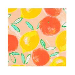 Zomerpapier Wegwerp Tropische Servetten Citroen & Sinaasappels Citrus Design, Kleurrijke Papieren Serviettes voor Decoupage | Feesttafeldecoraties voor Alfresco Dineren Picknick, BBQ Essentials, Pack