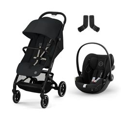 CYBEX Gold Sillita de paseo Beezy con sistema de arnés One-Pull, Desde el nacimiento hasta 4 años aprox (máx. 22 kg), Magic Black, incluido Beezy Adapter y CYBEX Cloud G i-Size, Moon Black