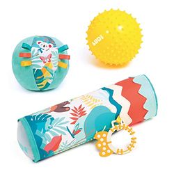Ludi - Coffret pour l'éveil de bébé - 1 Tube Gonflable et 2 Balles sensorielles - Dès 6 Mois