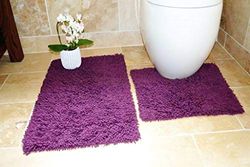 Rapport Ensemble Tapis de Bain et Contour WC en Coton torsadé, Coton, crème, 80 x 50 x 2 cm