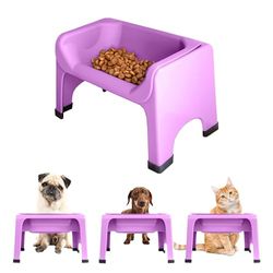 The Fluff Trough Gamelle surélevée pour Chien et Chat avec gamelle en Silicone pour Animaux de Petite et Moyenne Taille, approuvée par Les vétérinaires,Violet