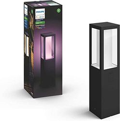 Philips Hue Impress Pedestal ou sobreparede exterior LED inteligente preto, luz branca e colorida, compatível com Amazon Alexa, Apple HomeKit e Google Assistant