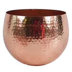 Leaf Vaso de metal grande de 22 x 18 cm com borda reta de cobre martelado, 22 x 18 cm