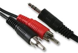 PRO SIGNAL 1TR-305 3.5mm Stereo Jack Plug to 2x Phono (RCA) Plugs Lead, 5m Black