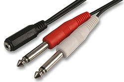 Pro Signal PSG03290 3.5mm Stereo Jack Socket naar 2x 6.35mm (1/4") Mono Jack Plugs Lead, 500mm, Zwart