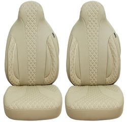 BREMER SITZBEZÜGE Measure Pilot Car Seat Covers Compatible with Vauxhall Mokka B Driver & Passenger from 2021 / Car Seat Covers Protective Cover Set Car Seat Covers Pack of 2 in Beige