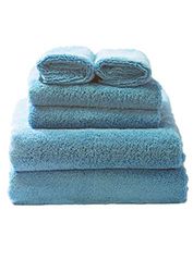 Glart 49M4B - Set di 6 asciugamani assorbenti in microfibra di qualità premium. Asciugate la pelle e i capelli semplicemente tamponandoli. Colore blu