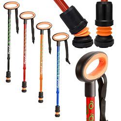 Flexyfoot Shock Absorbing Oval Handle Walking Stick - Improved Comfort, Improved Safety, Improved Grip – Colour: Red