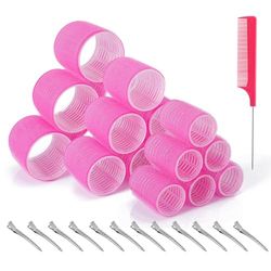 Romon 31 Pièces Bigoudis Cheveux Set, 18 Rouleaux Cheveux Chauffant Heatless Curling avec 3 Tailles 60mm 45mm 36mm avec 12 Pinces à Cheveux et 1 Peigne pour Tous Les Cheveux Courts, Moyens Ou Longs