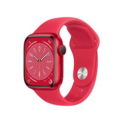 Apple Watch Series 8 (GPS + Cellular, 41mm) Smartklocka aluminiumboett (PRODUCT) RED • sportband (PRODUCT) RED – standard. Träningsmätare, apparna Syrenivå i blodet och EKG, vattentålig