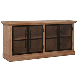 DRW Aparador bajo Madera Abeto Color Roble 4 Puertas 128x35x59,5cm