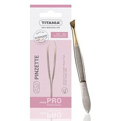 TITANIA Tweezers from Solingen (8 cm, gold-plated). Made in Germany. Eyebrow tweezers for plucking. Extra precise. Gold-plated tip