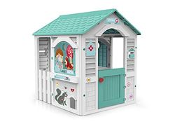Chicos - Centro Veterinario | Casita Infantil Exterior e Interior | Incluye 11 Utensilios de Veterinario | a Partir de 24 Meses, Color Blanca y Turquesa (89619)